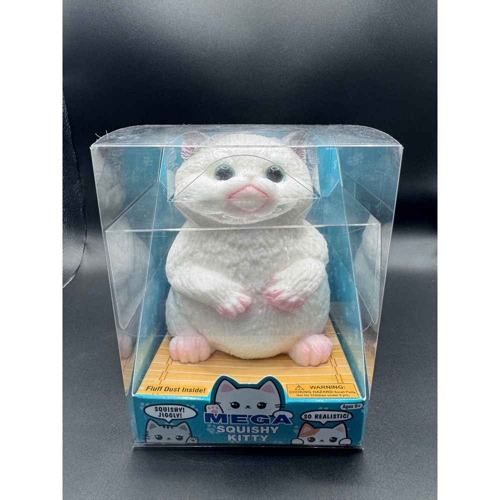Zorbitz Mega Squishy Kitty White Realistic Jiggly Sensory Toy with Fluff Dust